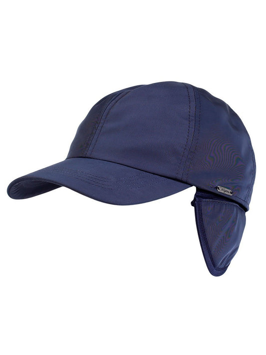 A Wigéns Baseball Classic Cap in Sport Twill with Earflaps in Navy with a blue hood.