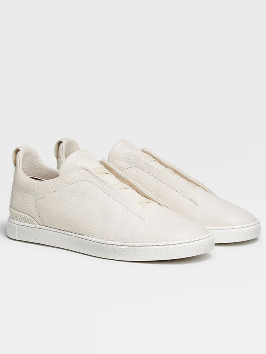 Zegna Off White Deerskin Triple Stitch™ Sneakers