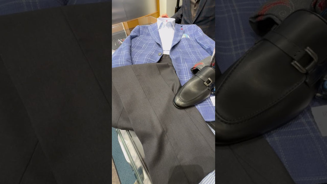 Get the Lowdown on Isaia's Stylish Light Blue Sport Coat and Shirt Combo