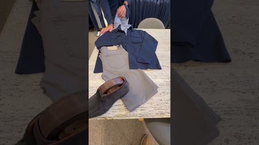 Elevate Your Style with Piacenze Cashmere Navy Overshirt and PT Tirino 5 Pocket Pant at Larrimor’s in Pittsburgh