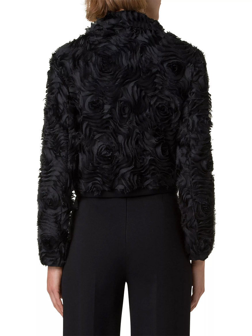 Akris Punto Bomber Jacket with 3D Carnation in Black