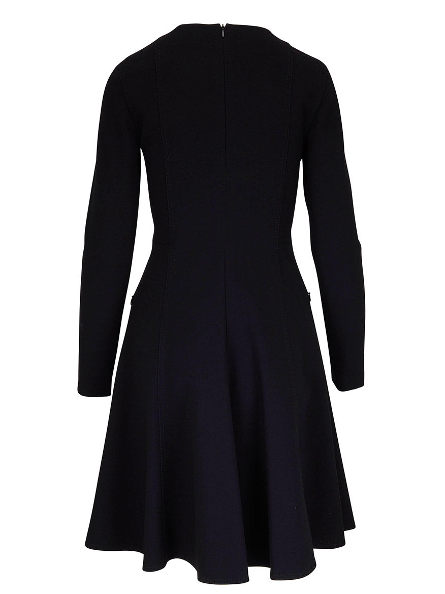 A Akris Punto Elements Long Sleeve Fit & Flare Dress in Black with a long sleeve.