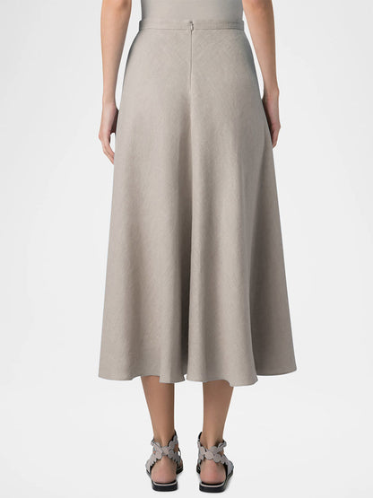 Akris Punto Raw Linen 3D Carnation Midi Skirt in Chalk