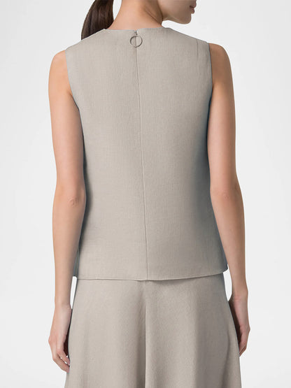 Akris Punto Raw Linen 3D Carnation Sleeveless Top in Chalk