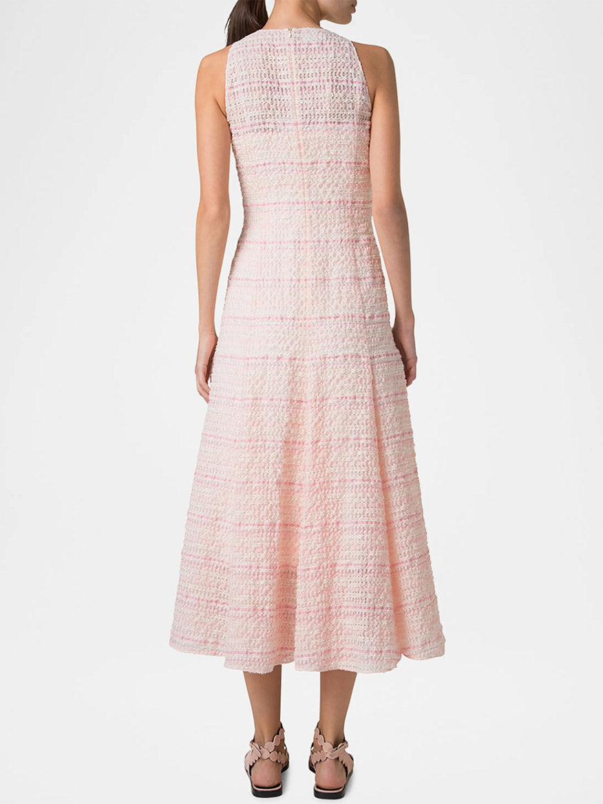 Akris Punto Sleeveless Tweed Organza Midi Dress in Pale Pink Multi