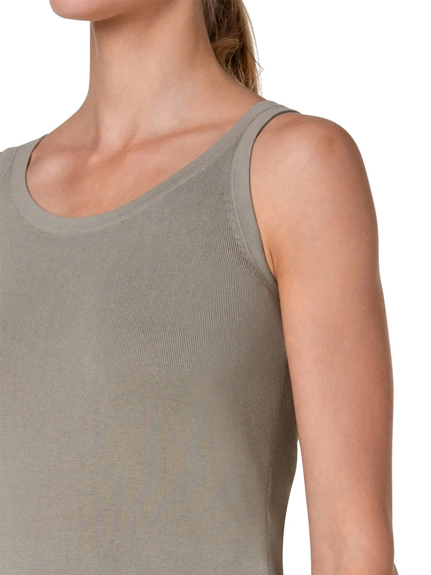 An Akris Punto Scoop Neck Cotton Tank Top in Sage, made from cotton jersey fabric.
