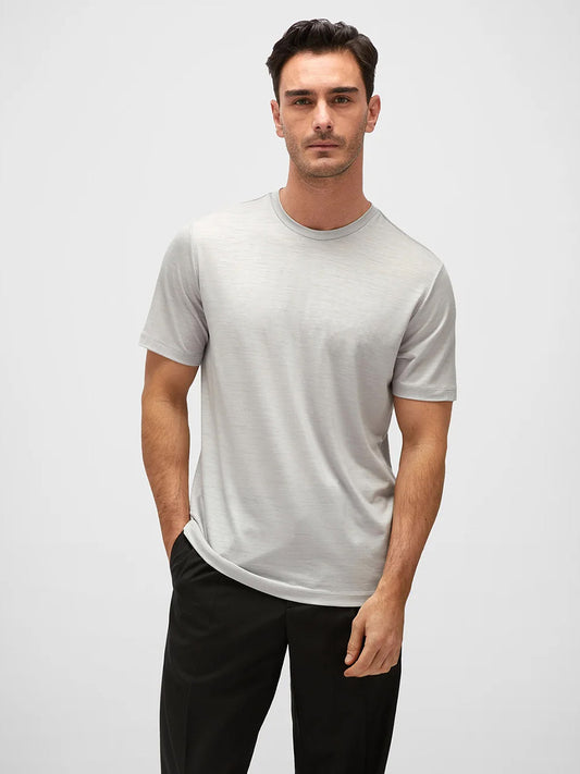 Maurizio Baldassari Linate Techmerino Short Sleeve T-Shirt in Light Grey