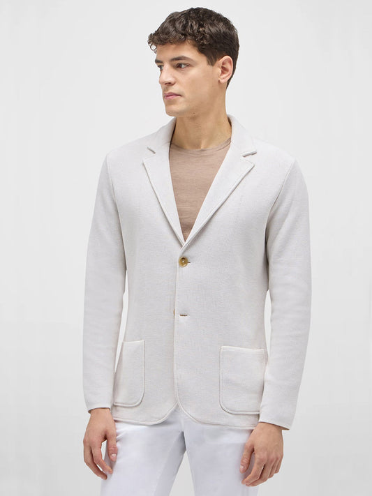 Maurizio Baldassari Cotton and Silk Piquet Swacket in Light Cream