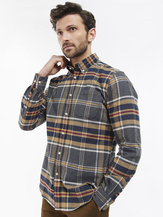 Barbour Ronan Tailored Check Shirt in Grey Marl