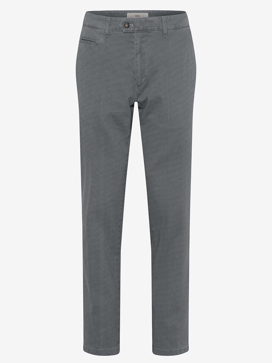 The Brax Everest Flat Front Stretch Pants in Graphit are displayed against a plain background, featuring a regular fit and crafted from comfortable cotton stretch fabric, making them a versatile wardrobe staple.