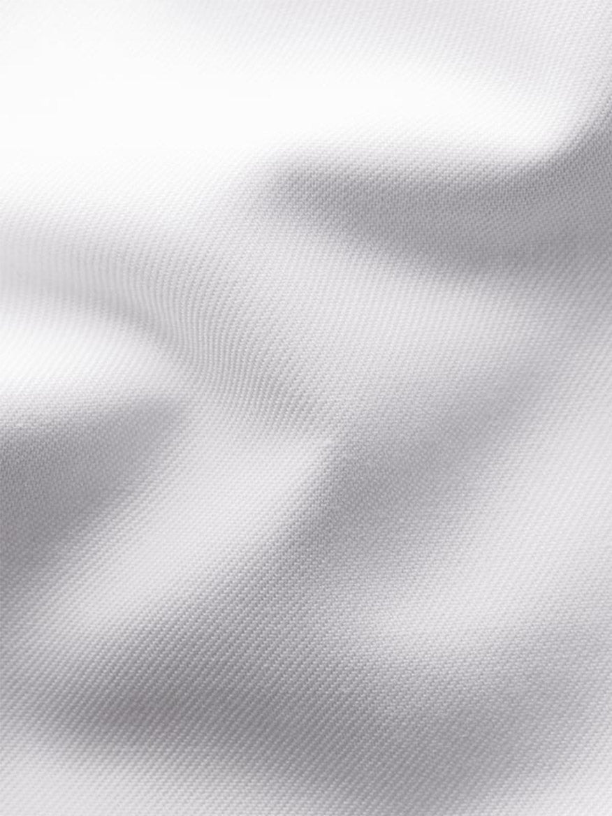 Close-up of the white signature twill fabric with visible texture and soft ripples—a hallmark of the Eton Slim Fit Extreme Cut Away Dress Shirt in White.