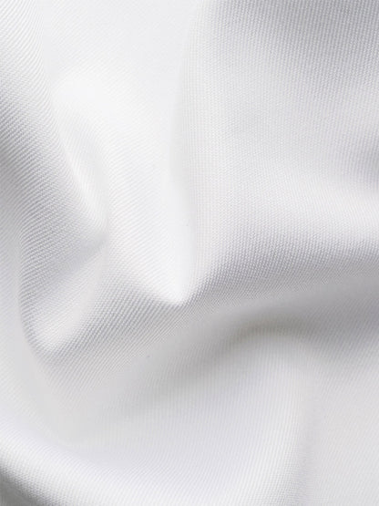 Close-up of the Eton Contemporary Fit Fine Striped Bib Evening Shirt in White—featuring elegant French cuffs, fine texture, and soft folds, ideal for sophisticated evening wear.