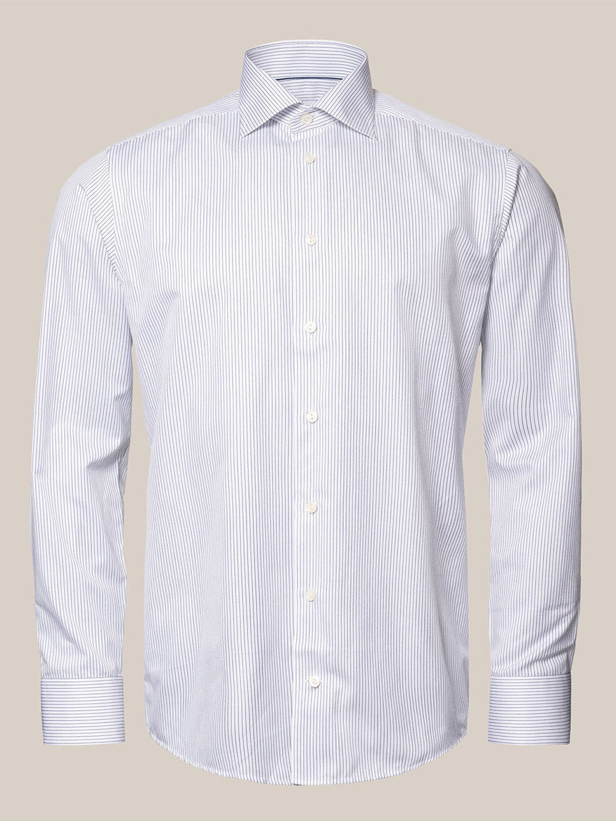 Eton Navy Blue Fine Striped Cotton-Tencel® Shirt