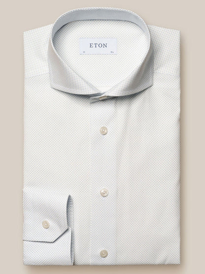 Eton Light Blue Polka Dot Print Dress Shirt