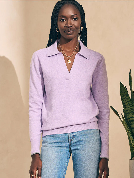 Faherty Brand Jackson Sweater Polo in Lilac Heather