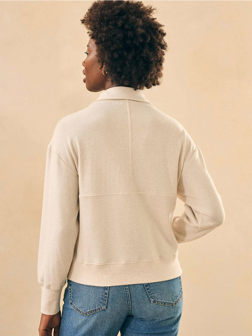 Faherty Brand Legend Lounge Half Zip Sweatshirt in Off White
