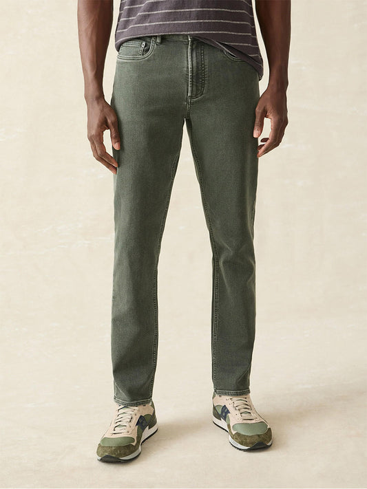 Faherty Brand Stretch Terry 5-Pocket Pant in Fall Olive