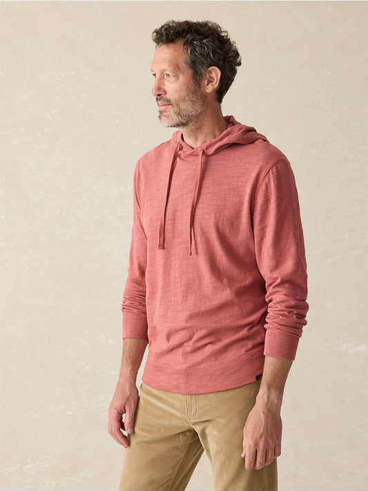 Faherty Brand Sunwashed Slub Hoodie in Fall Red