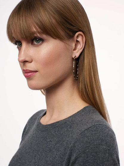 Freida Rothman Metropolitan Glam Bezel Hoop Earrings in Black & Gold