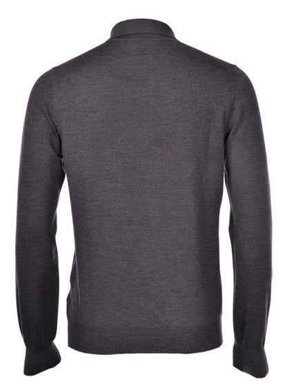 Gran Sasso Fashion Fit Long Sleeve Polo in Charcoal