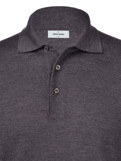 Gran Sasso Fashion Fit Long Sleeve Polo in Charcoal