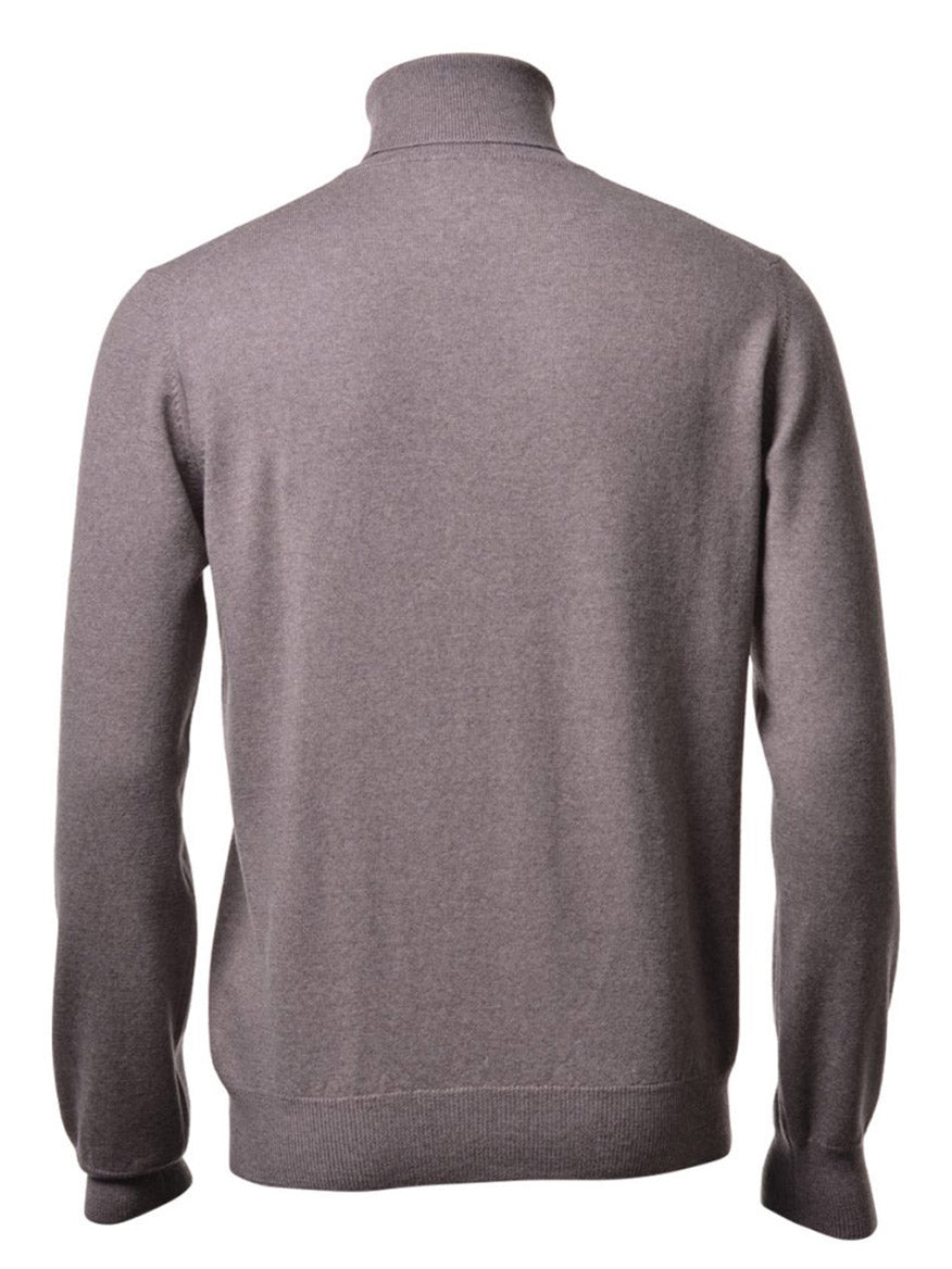 Rear view of a Gran Sasso Solid Merino Turtleneck in Hazel displayed on a mannequin.