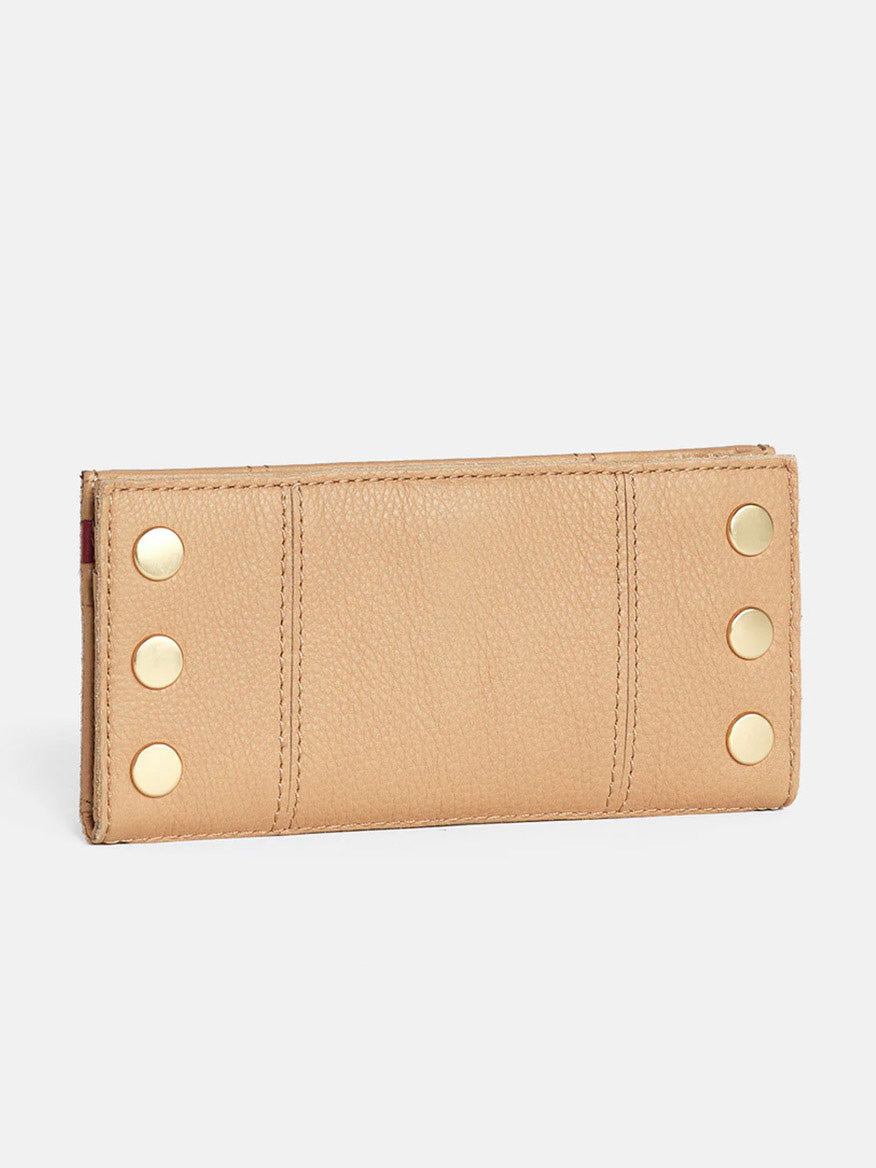 Hammitt Los Angeles 110 North Wallet in Toast Tan with gold-tone stud accents and credit card slots.