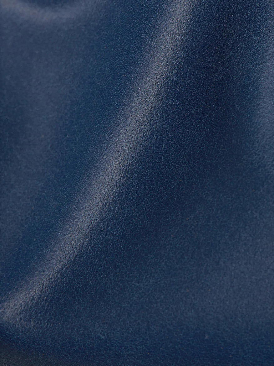 Close-up view of a textured Hammitt Los Angeles Charles Crossbody Large in Vintage Navy leather surface with a visible crease and natural sheen.