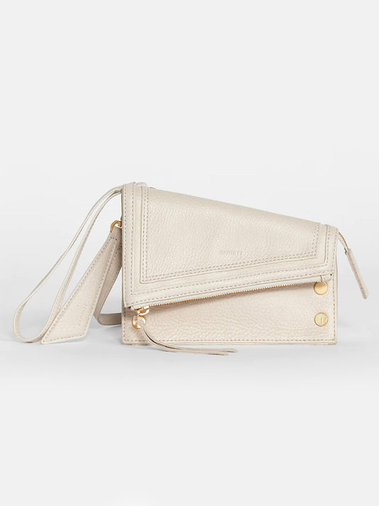 Hammitt Los Angeles Curtis in Chateau Cream crossbody bag with gold-tone hardware on a white background.