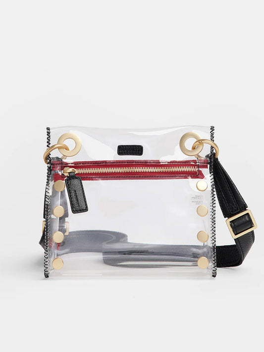 Hammitt Los Angeles Tony Small Crossbody Bag in Clear Black with black trim and gold-tone hardware.