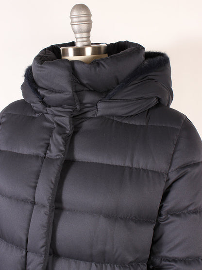 Herno Arendelle And Lady Faux Fur A-Line Jacket in Navy