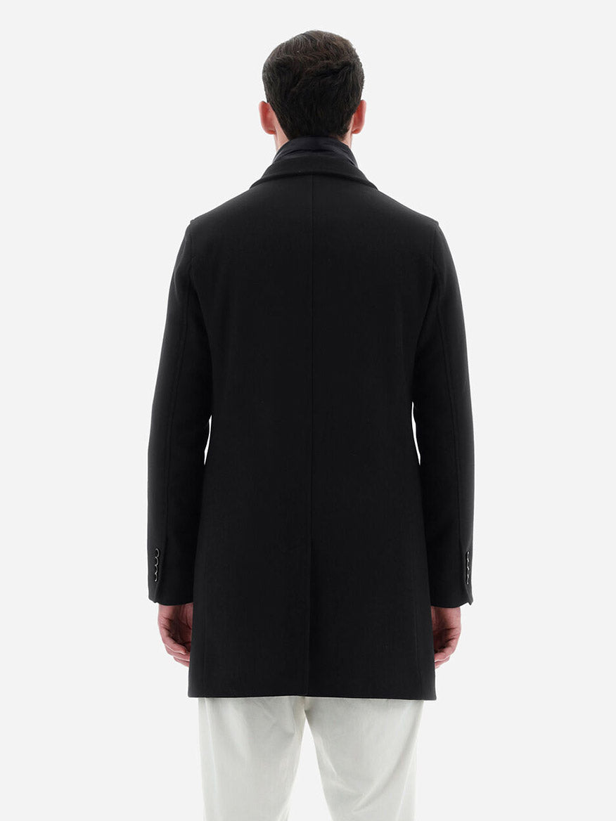 Diagonal Wool Coat in Black | Herno – Larrimor's