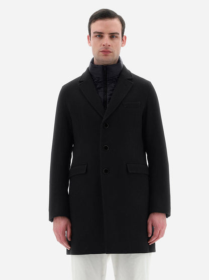 Herno Diagonal Wool Coat in Black