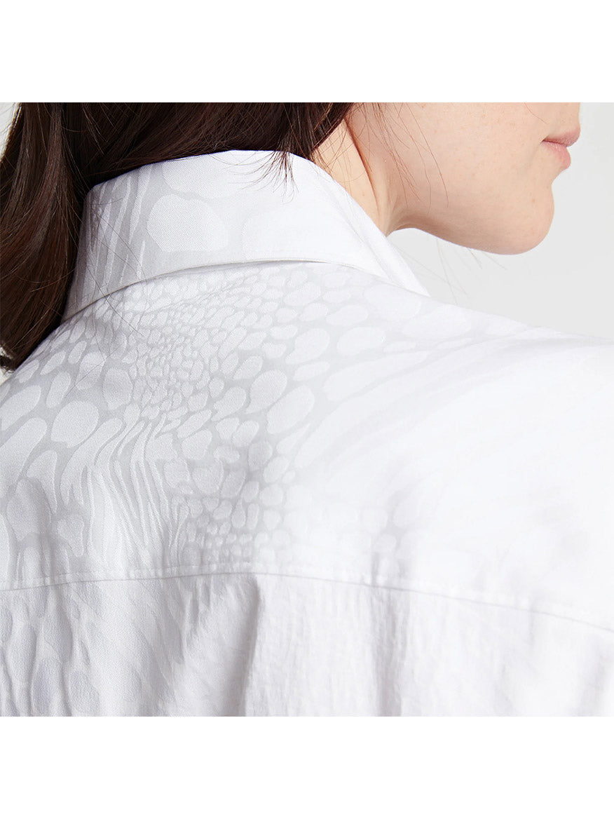 Hinson Wu Margot Long Sleeve Animal Jacquard Shirt in White