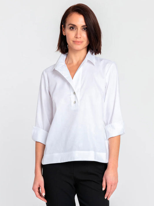 Hinson Wu Aileen Button Back Top in White Jacquard