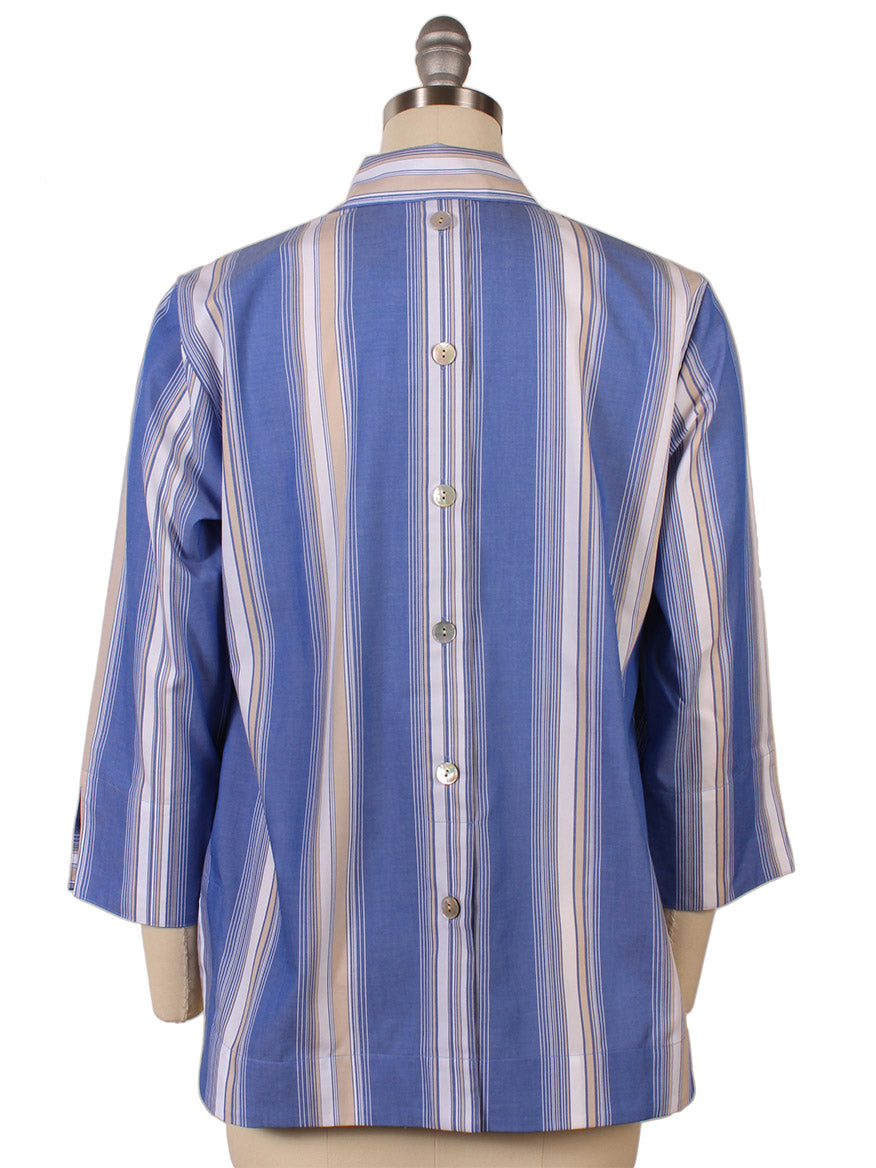Hinson Wu Aileen Button Back Top in Electric Blue Stripe