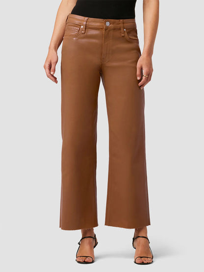 Hudson Rosie High-Rise Wide Leg Ankle Jean in Coated Caramel Cafe