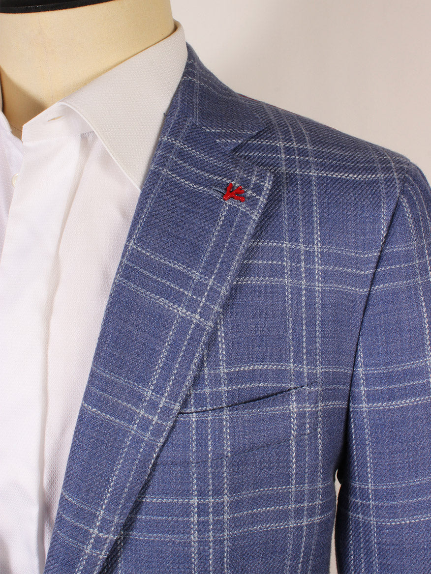 Isaia Sanita Sport Jacket in Blue Glenn Plaid