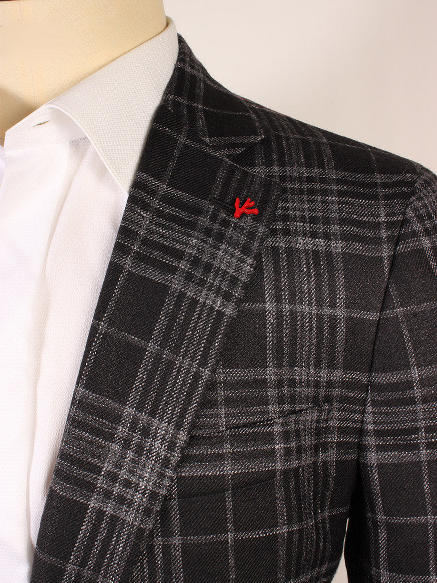 Isaia Sanita Sport Jacket in Black Plaid