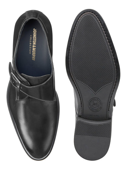 An Italian J & M Collection Flynch Monk Strap in Black Italian Calfskin with a Johnston & Murphy buckle.