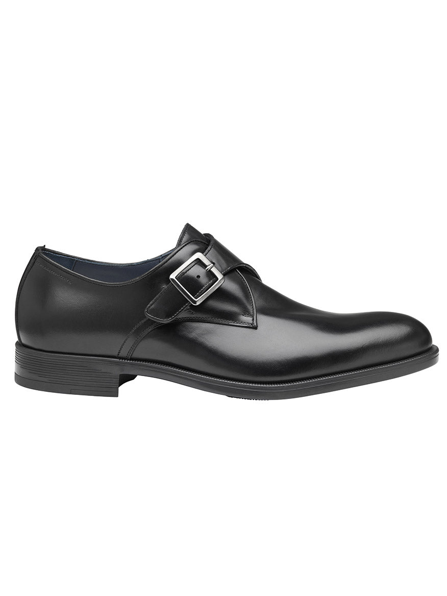 An J & M Collection Flynch Monk Strap in Black Italian Calfskin with two buckles.