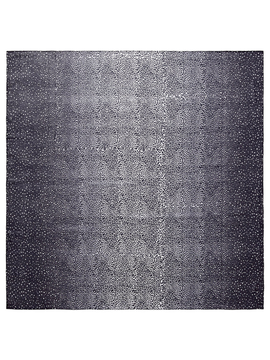 Abstract textured artwork resembling Jane Carr The Leopard Square in Monochrome, featuring a dense pattern of white dots on a dark silk voile background.