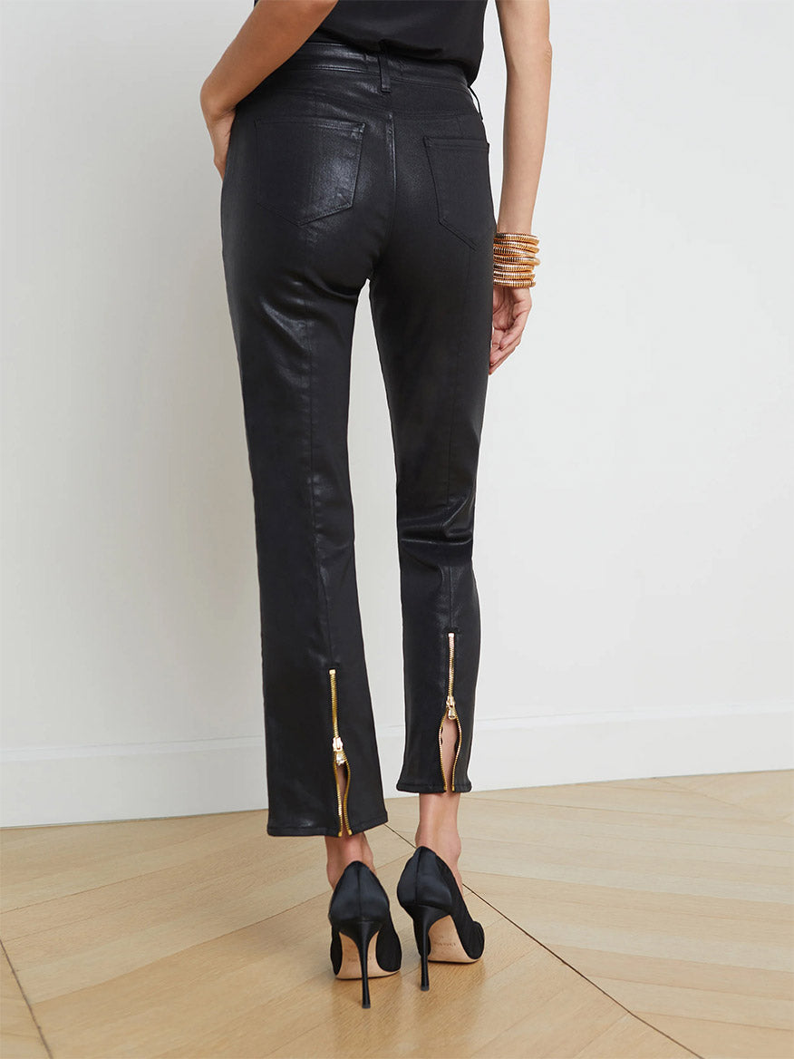L'Agence Ginny Coated Jean in Noir Coated
