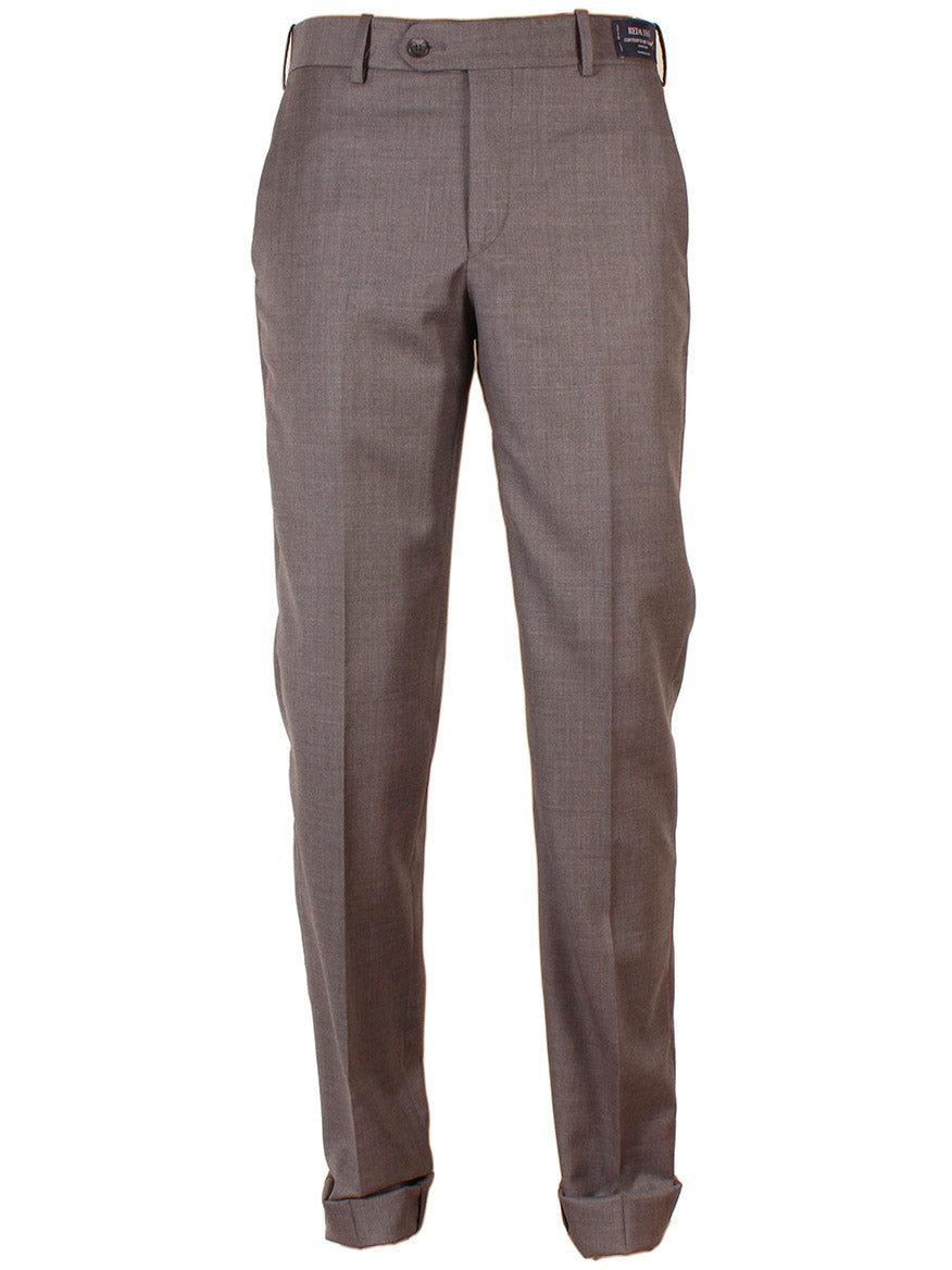 Pair of Larrimor's Collection Reda Super 130s Wool Trousers in Medium Grey on a white background.