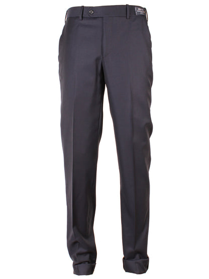Dark gray Larrimor's Collection Reda Super 130s Wool Trousers with a flat front and cuffed hems, shown against a white background.