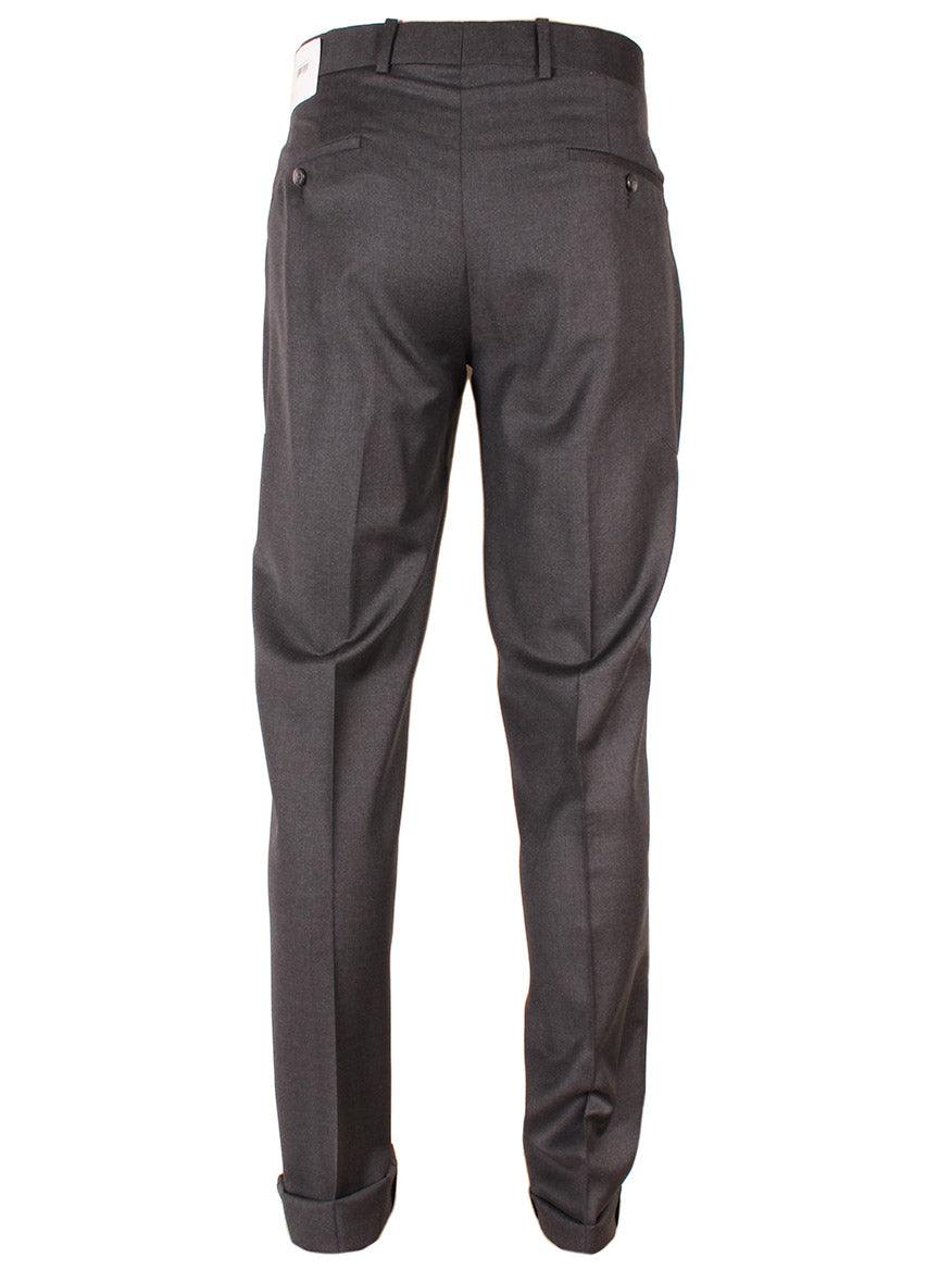 A pair of Larrimor's Collection Reda Super 130s Wool Trousers in Charcoal photographed against a white background.