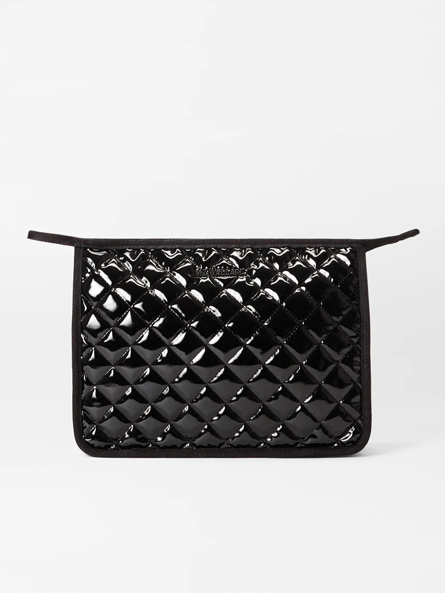 MZ Wallace Metro Clutch in Black Lacquer Oxford