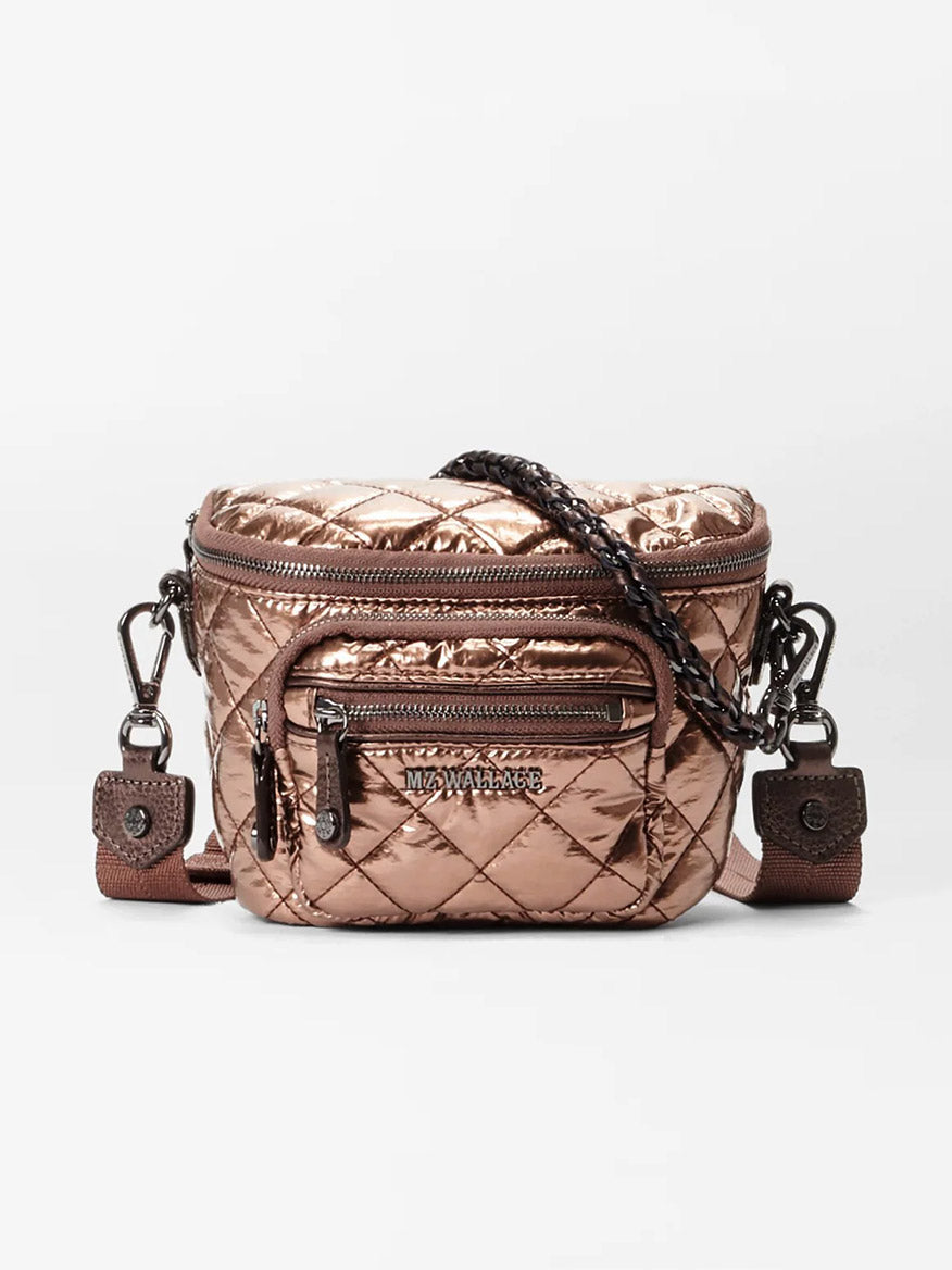 MZ Wallace Micro Crosby Crossbody Sling in Copper Metallic Lacquer Oxford