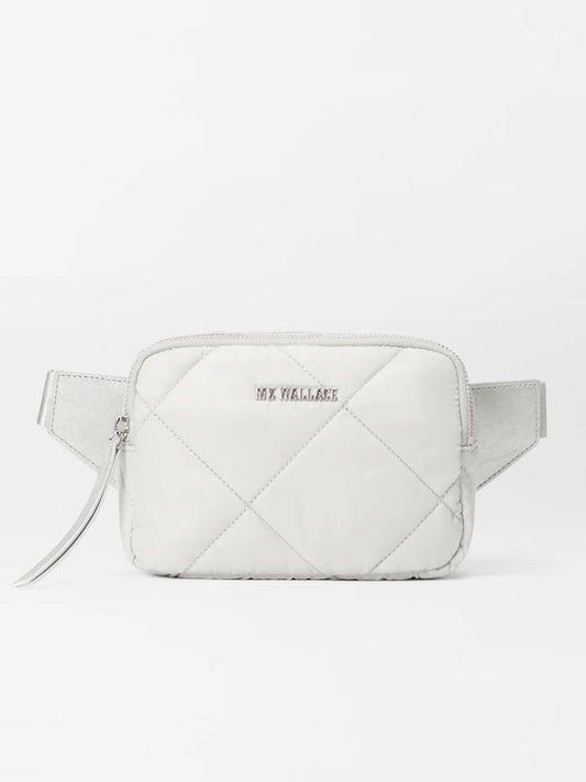 MZ Wallace Quilted Madison Belt Bag in Frost Bedford