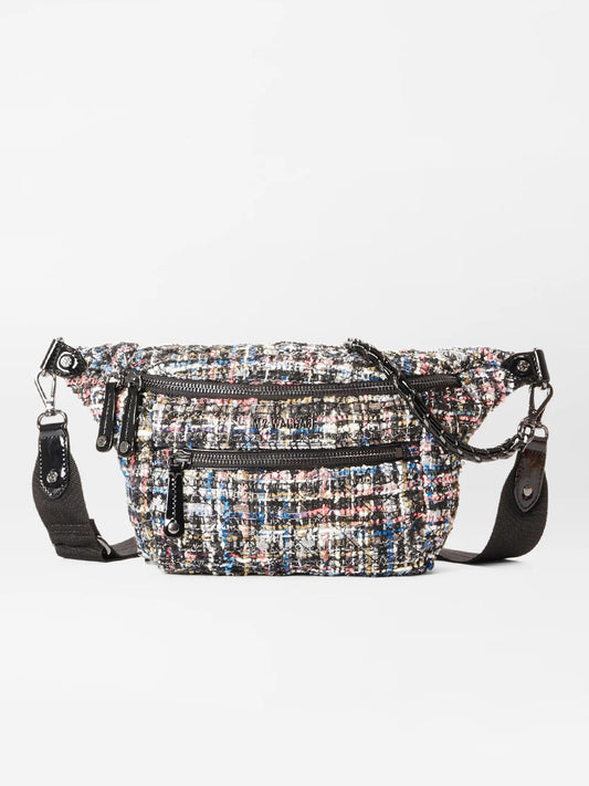 MZ Wallace Small Crosby Sling Bag in Midnight Sparkle Boucle